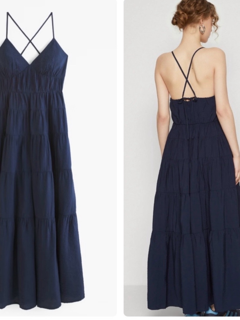 Abercrombie & Fitch Navy Tiered Maxi Dress with Spaghetti Straps - Picture 4 of 8